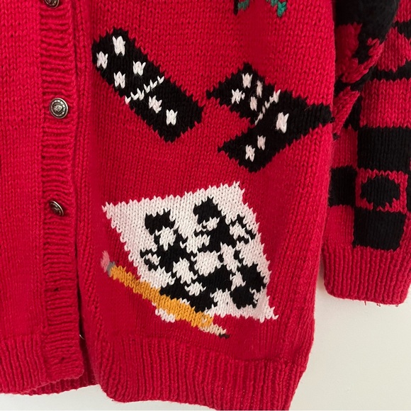 Vintage Signature by Northern Isles Game Queen of Hearts Cardigan Sweater XL - Picture 2 of 8